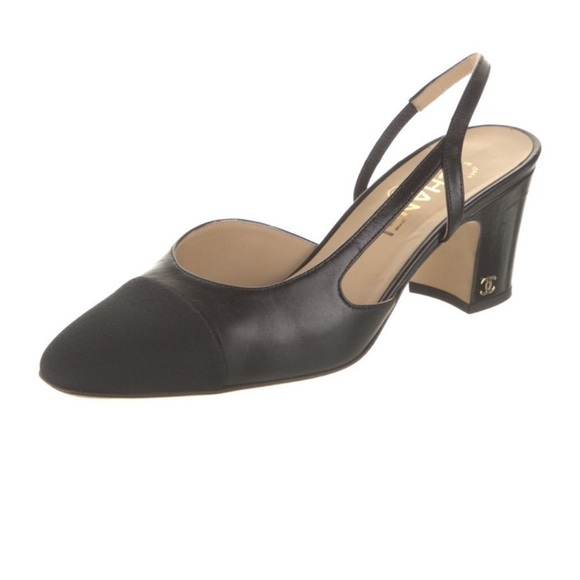 CHANEL Shoes - CHANEL Slingback Goatskin & Grosgrain Black on Black